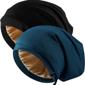 Silky Lined Sleep Beanie 2 Pack - Protect Your Curls Overnight!